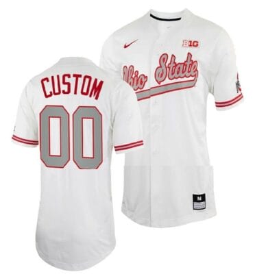 Custom Ohio State Buckeyes Baseball Jersey Name and Number NCAA College White