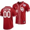 Custom Oklahoma Sooners Baseball Jersey Name and Number NCAA College Crimson 125th Season Full-Button