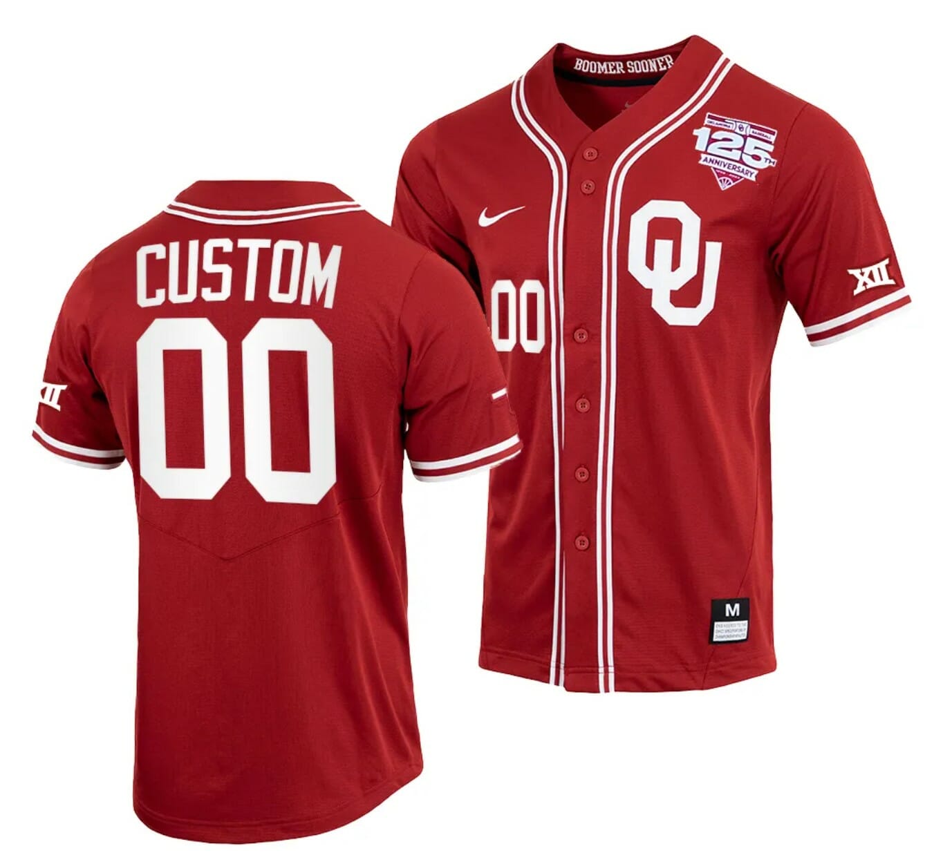 Custom Oklahoma Sooners Baseball Jersey Name and Number NCAA College Crimson 125th Season Full-Button 1 Custom Oklahoma Sooners Baseball Jersey Name and Number NCAA College Crimson 125th Season Full-Button