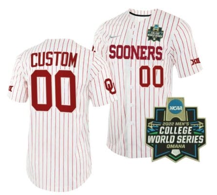 Custom Oklahoma Sooners Baseball Jersey Name and Number NCAA White 2022 College World Series
