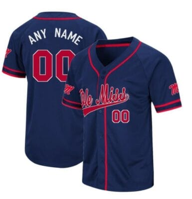 Custom Ole Miss Baseball Jersey Name and Number Rebels College Navy