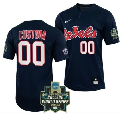 Custom Ole Miss Rebels Baseball Jersey Name and Number NCAA 2022 College World Series 6 Custom Ole Miss Rebels Baseball Jersey Name and Number NCAA 2022 College World Series