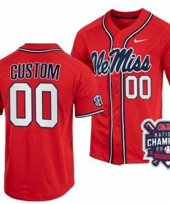 Custom Ole Miss Rebels Baseball Jersey Name and Number NCAA 2022 College World Series Champions Red