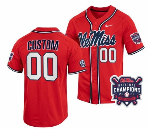 Custom Ole Miss Rebels Baseball Jersey Name and Number NCAA 2022 College World Series Champions Red