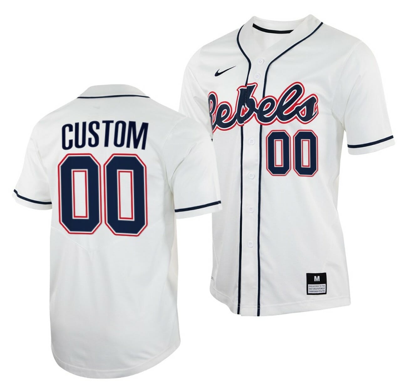 Custom Ole Miss Rebels Baseball Jersey Name and Number NCAA College White 1 Custom Ole Miss Rebels Baseball Jersey Name and Number NCAA College White
