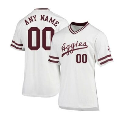 Custom Texas A and M Baseball Jersey Name and Number College White