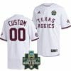 Custom Texas Aggies Baseball Jersey Name and Number NCAA College 2022 College World Series White 3 Custom Texas Aggies Baseball Jersey Name and Number NCAA College 2022 College World Series White