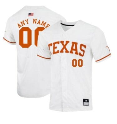 Custom Texas Longhorns Baseball Jersey Name and Number NCAA College White 6 Custom Texas Longhorns Baseball Jersey Name and Number NCAA College White
