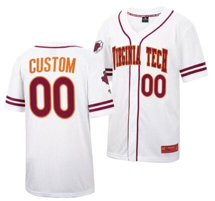 Custom Virginia Tech Hokies Jersey Name and Number NCAA Baseball College White