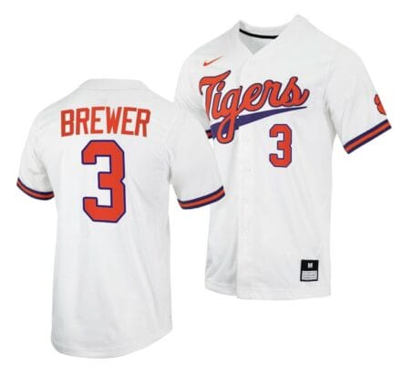 Dylan Brewer Jersey Clemson Tigers Baseball NCAA College Full-Button White #3