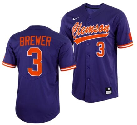 Dylan Brewer Jersey Clemson Tigers Baseball NCAA College Full-Button Purple #3