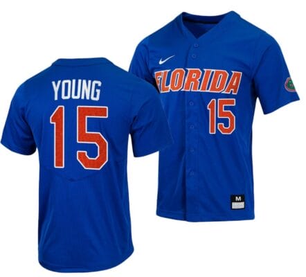 Danny Young Jersey Florida Gators College Baseball Full-Button Royal #15