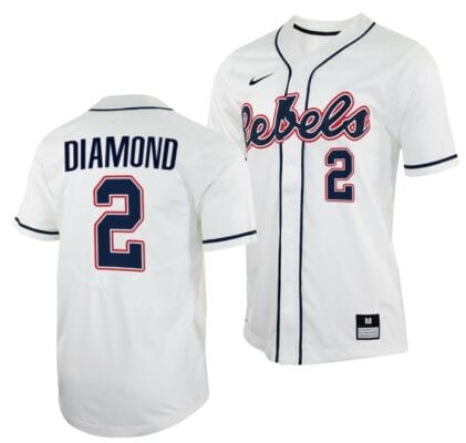 Derek Diamond Jersey Ole Miss Rebels College Baseball White #2
