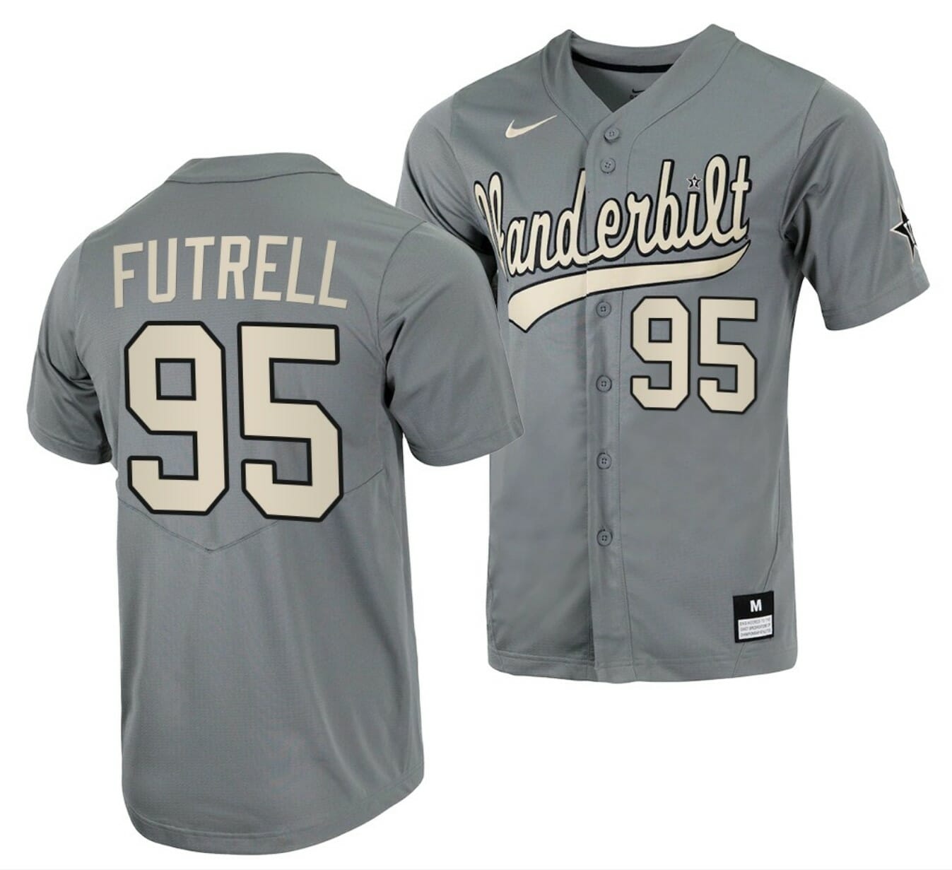 Devin Futrell Jersey Vanderbilt Commodores College Baseball Full-Button Grey #95 1 Devin Futrell Jersey Vanderbilt Commodores College Baseball Full-Button Grey #95