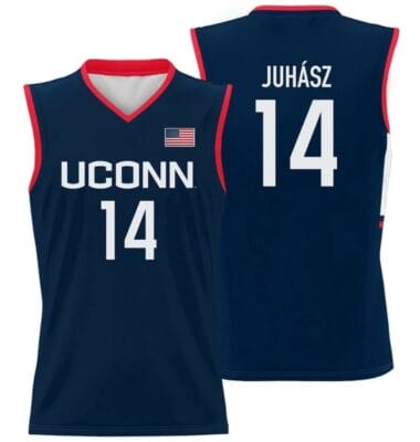 Dorka Juhász Jersey UConn Huskies College Basketball Navy #14 12 Dorka Juhász Jersey UConn Huskies College Basketball Navy #14