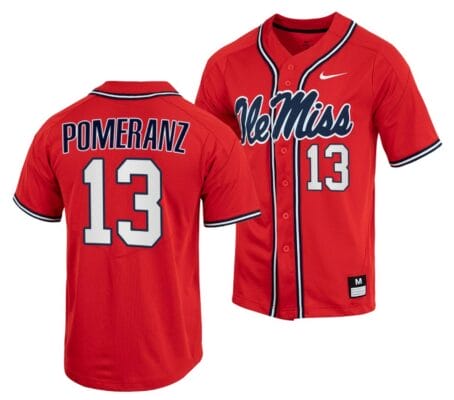 Drew Pomeranz Jersey Ole Miss Rebels College Baseball Red #13