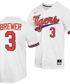 Dylan Brewer Jersey Clemson Tigers College Baseball White #3