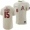 Dylan Leach Jersey Arkansas Razorbacks College Baseball Full-Button Natural #15