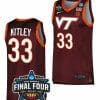 Elizabeth Kitley Jersey Virginia Tech Hokies College Basketball 2023 NCAA March Madness Final Four Maroon #33