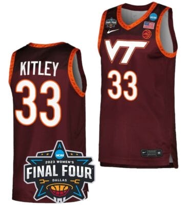 Elizabeth Kitley Jersey Virginia Tech Hokies College Basketball 2023 NCAA March Madness Final Four Maroon #33