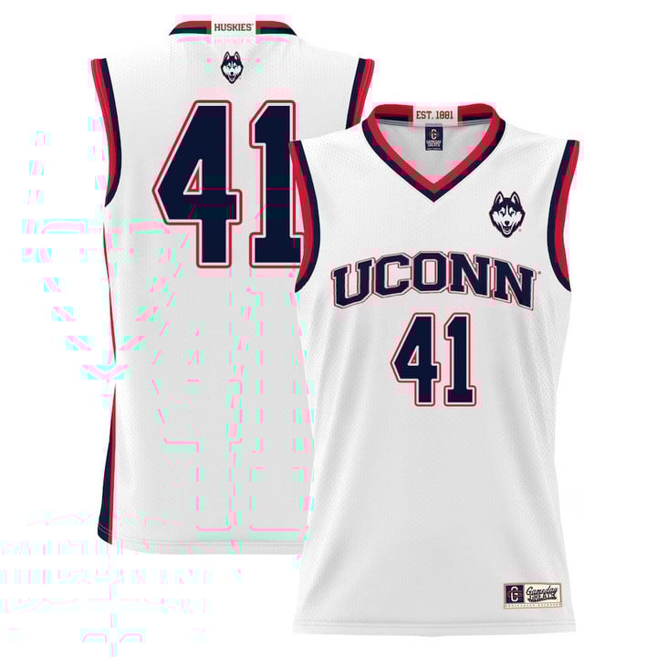 Emmett Hendry Jersey UConn Huskies College Basketball White #41 1 Emmett Hendry Jersey UConn Huskies College Basketball White #41