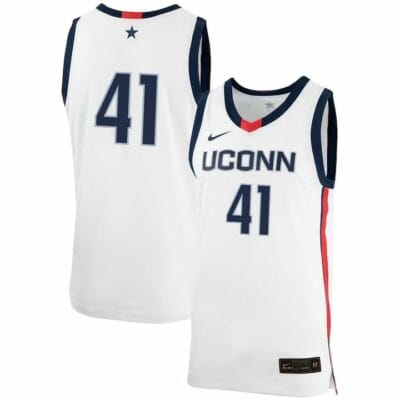 Emmett Hendry Jersey UConn Huskies College Basketball No Name White #41 12 Emmett Hendry Jersey UConn Huskies College Basketball No Name White #41