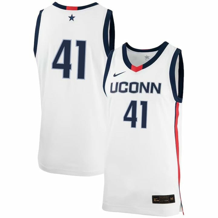 Emmett Hendry Jersey UConn Huskies College Basketball No Name White #41 1 Emmett Hendry Jersey UConn Huskies College Basketball No Name White #41