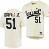 Enrique Bradfield Jr Jersey Vanderbilt Commodores College Baseball Replica Cream #51
