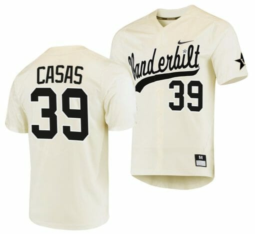 Gavin Casas Jersey Vanderbilt Commodores College Baseball Replica Cream #39