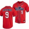 Hayden Leatherwood Jersey Ole Miss Rebels College Baseball Red #9 3 Hayden Leatherwood Jersey Ole Miss Rebels College Baseball Red #9