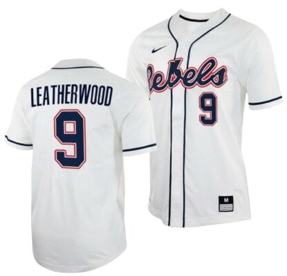 Hayden Leatherwood Jersey Ole Miss Rebels College Baseball White #9 6 Hayden Leatherwood Jersey Ole Miss Rebels College Baseball White #9