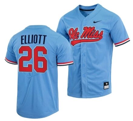 Hunter Elliott Jersey Ole Miss Rebels College Baseball Blue #26