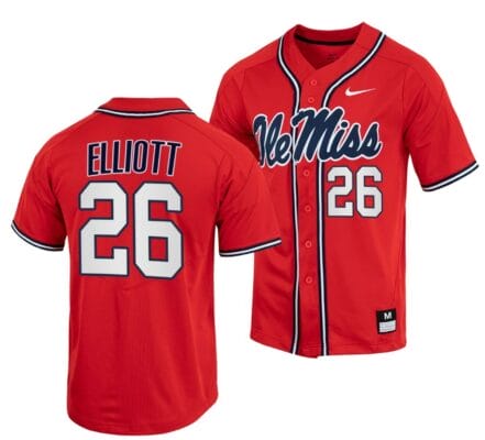 Hunter Elliott Jersey Ole Miss Rebels College Baseball Red #26