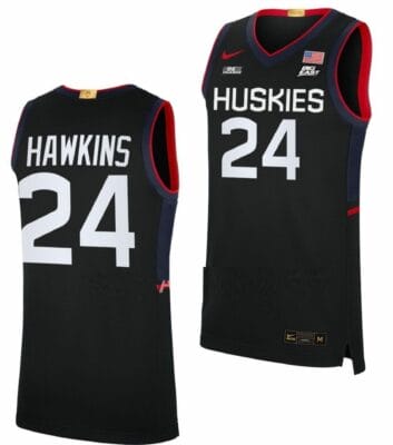 Jordan Hawkins Jersey UConn Huskies College Basketball Limited Black #24 8 Jordan Hawkins Jersey UConn Huskies College Basketball Limited Black #24