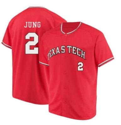 Jace Jung Jersey Texas Tech Red Raiders Baseball Under Armour NCAA College Red Alumni #2