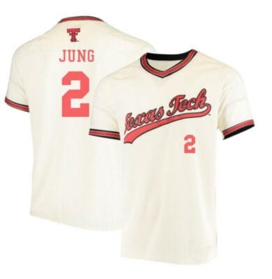 Jace Jung Jersey Texas Tech Red Raiders Baseball Under Armour NCAA College Cream Alumni #2