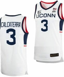 Joey Calcaterra Jersey UConn Huskies College Basketball White Replica #3