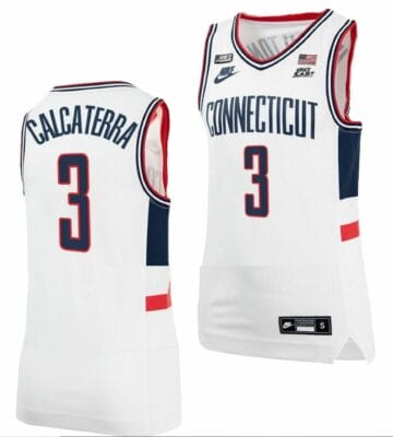 Joey Calcaterra Jersey UConn Huskies College Basketball Alumni White #3