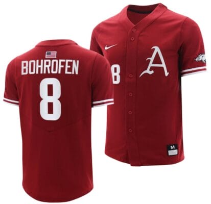 Jace Bohrofen Jersey Arkansas Razorbacks College Baseball Cardinal #8
