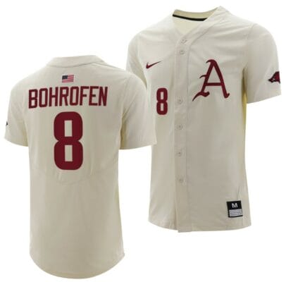 Jace Bohrofen Jersey Arkansas Razorbacks College Baseball Full-Button Natural #8