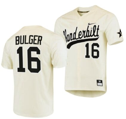 Jack Bulger Jersey Vanderbilt Commodores College Baseball Replica Cream #16