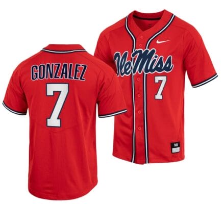 Jacob Gonzalez Jersey Ole Miss Rebels College Baseball Red #7