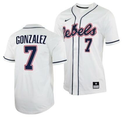 Jacob Gonzalez Jersey Ole Miss Rebels College Baseball White #7