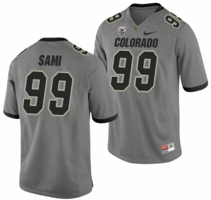 Jalen Sami Jersey Colorado Buffaloes College Football Game Gray #99 8 Jalen Sami Jersey Colorado Buffaloes College Football Game Gray #99