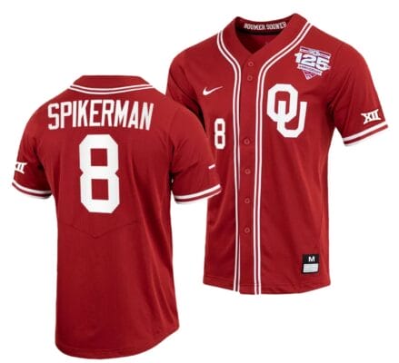 John Spikerman Jersey Oklahoma Sooners Baseball NCAA College Crimson 125th Season Full-Button #8 6 John Spikerman Jersey Oklahoma Sooners Baseball NCAA College Crimson 125th Season Full-Button #8