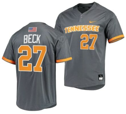 Jordan Beck Jersey Tennessee Volunteers College Baseball Grey #27