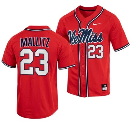 Josh Mallitz Jersey Ole Miss Rebels College Baseball Red #23 6 Josh Mallitz Jersey Ole Miss Rebels College Baseball Red #23