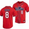 Justin Bench Jersey Ole Miss Rebels College Baseball Red #8
