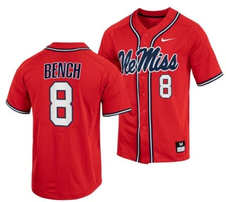 Justin Bench Jersey Ole Miss Rebels College Baseball Red #8 6 Justin Bench Jersey Ole Miss Rebels College Baseball Red #8