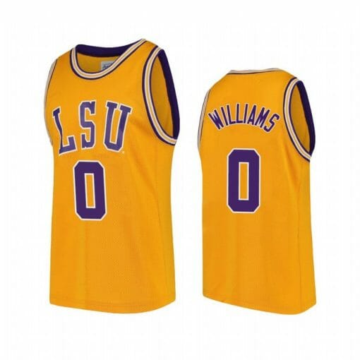 KJ Williams Jersey LSU Tigers Basketball 2023 Draft Prospect NCAA College Gold #01